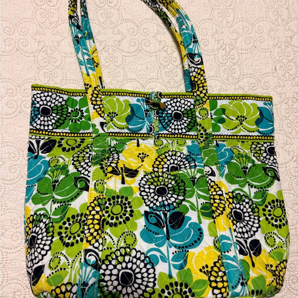 Vera Bradley Vibrant Floral Tote - Green, Blue, Yellow